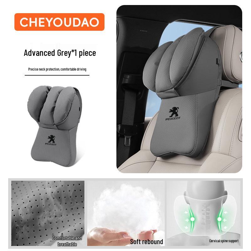 Peugeot Car Headrest Lumbar & Neck Support Pillow for 2008, 4008, 5008, 408, 508L, e2008 Models.