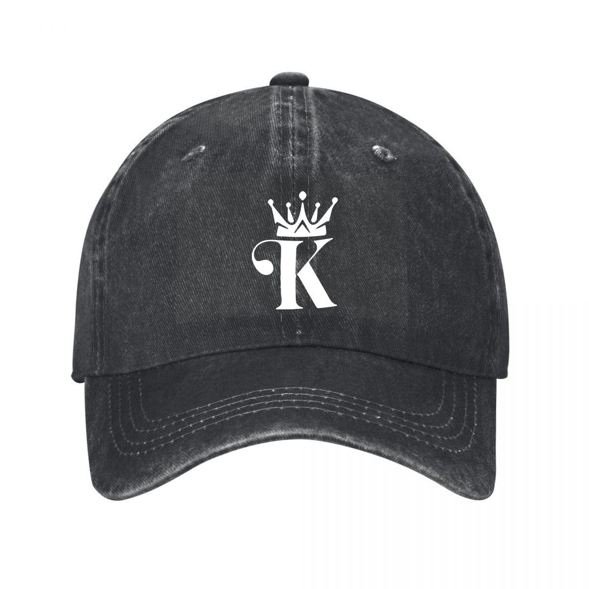Black Crown K Snapback Hat Washed Baseball Cap Adjustable