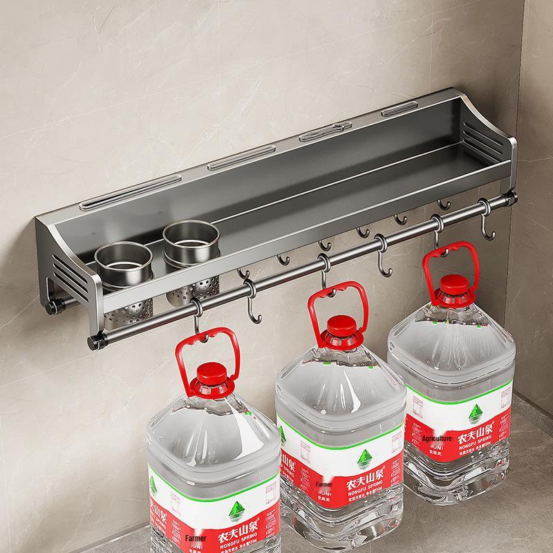 Stanzfreies Küchenregal: Multifunktionaler Essstäbchen- und Messerhalter mit Gewürzaufbewahrung, Wandmontage.