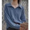 Retro Pullover Pullover Frauen Herbst und Winter koreanische lose und faule Wind weiche Milch V-Ausschnitt Pullover Pullover Top