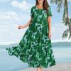 Women Casual Loose Bohemian Floral Dress Short Sleeve Long Maxi Summer Beach Swing Dress