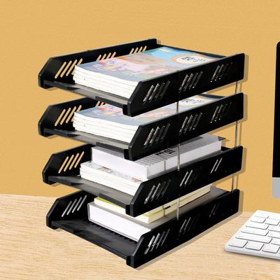 Four-layer File Rack Multi-layer Tray Storage Rack Holder Office Storage Plastic Storage Rack