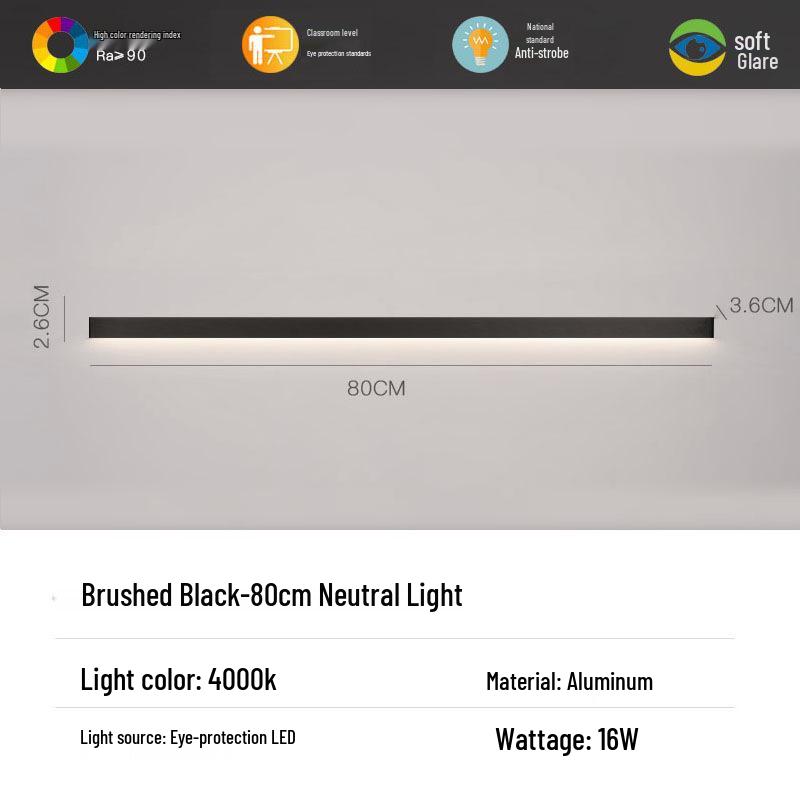 Minimalist Modern Strip Wall Light for Bedroom, Living Room, or Sofa Area