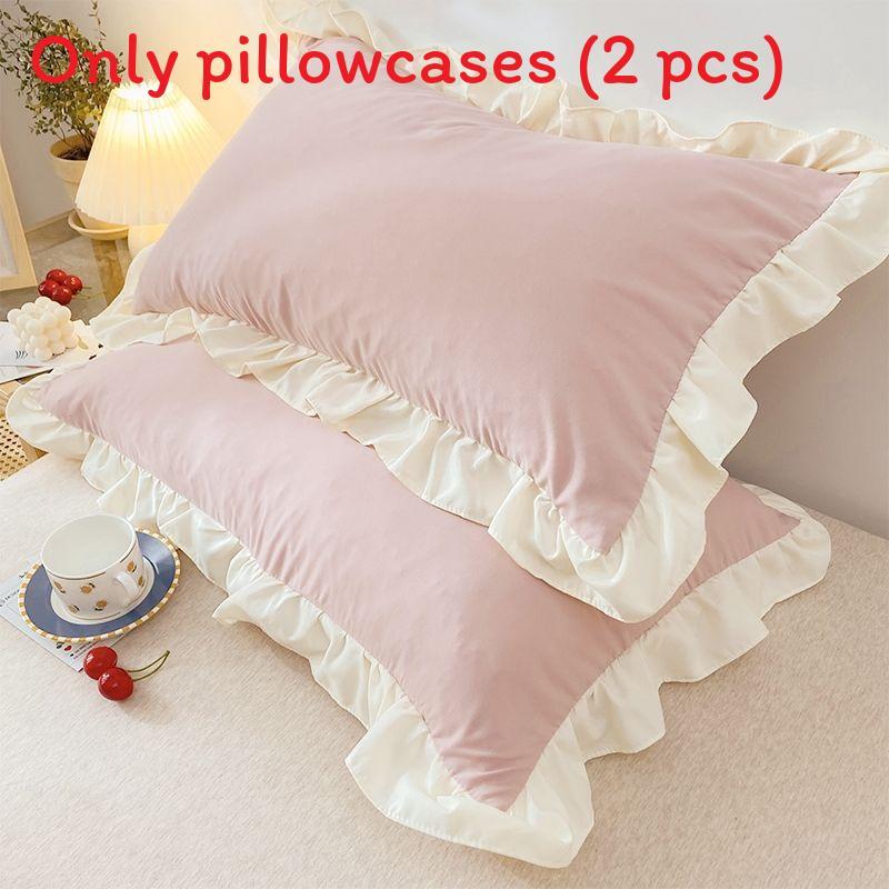 Cotton Pillowcase Pair With Solid Color For Home Bedroom Decor