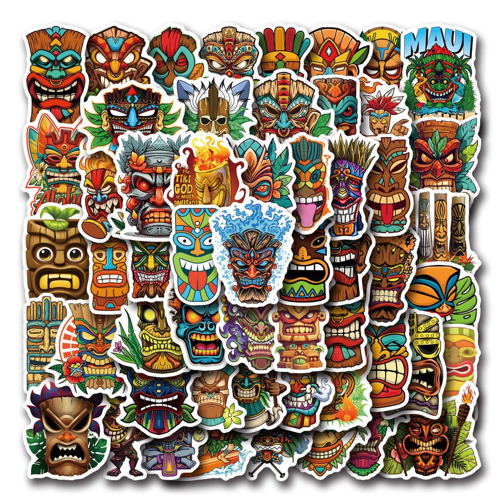 55 Tiki Tiki Maori Mythical Stickers Suitcase Notebook Mobile Phone Graffiti Stickers