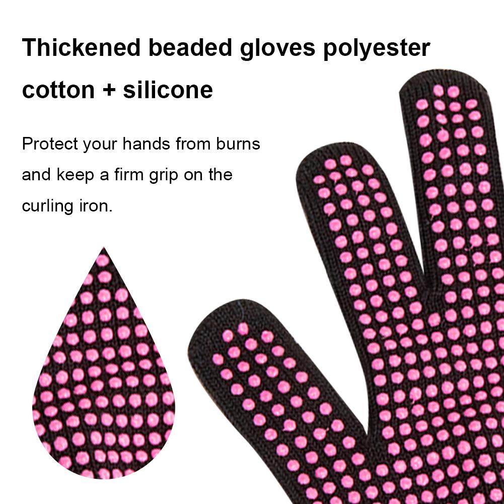 Heat Resistant Gloves Hair Styling Mitts with Silicone Bumps Thermal Hair Styling Gloves Multifunction Hair Styling Supplies