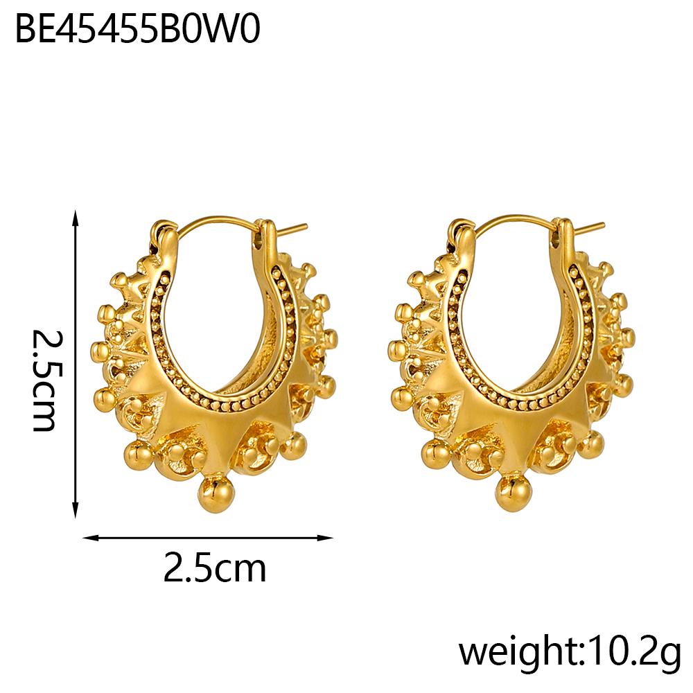 CARLIDANA Stainless Steel Chunky Texture Hoop Earrings Jewelry for Women Gold Plated Huggie Chunky Statement Stud Earrings