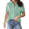 2026 Spring/Summer New Women's Fashion Printed Striped Cardigan Top Casual Stylish Short Sleeve Shirt for Women