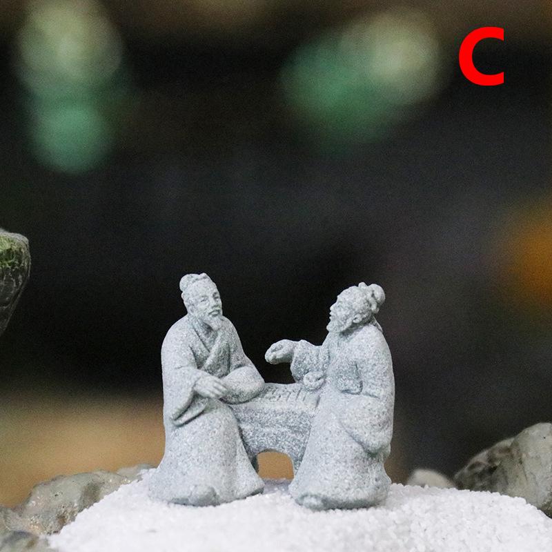 

Китайський старий грає в шахи Статуетки Мініатюрна прикраса ландшафту Мініатюрні люди Бонсай Рокарій Акваріуми Прикраси 4.5*3.5cm