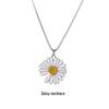 Trendy Titanium Steel Daisy Pendant Necklace - Unisex Hip Hop Sweater Chain