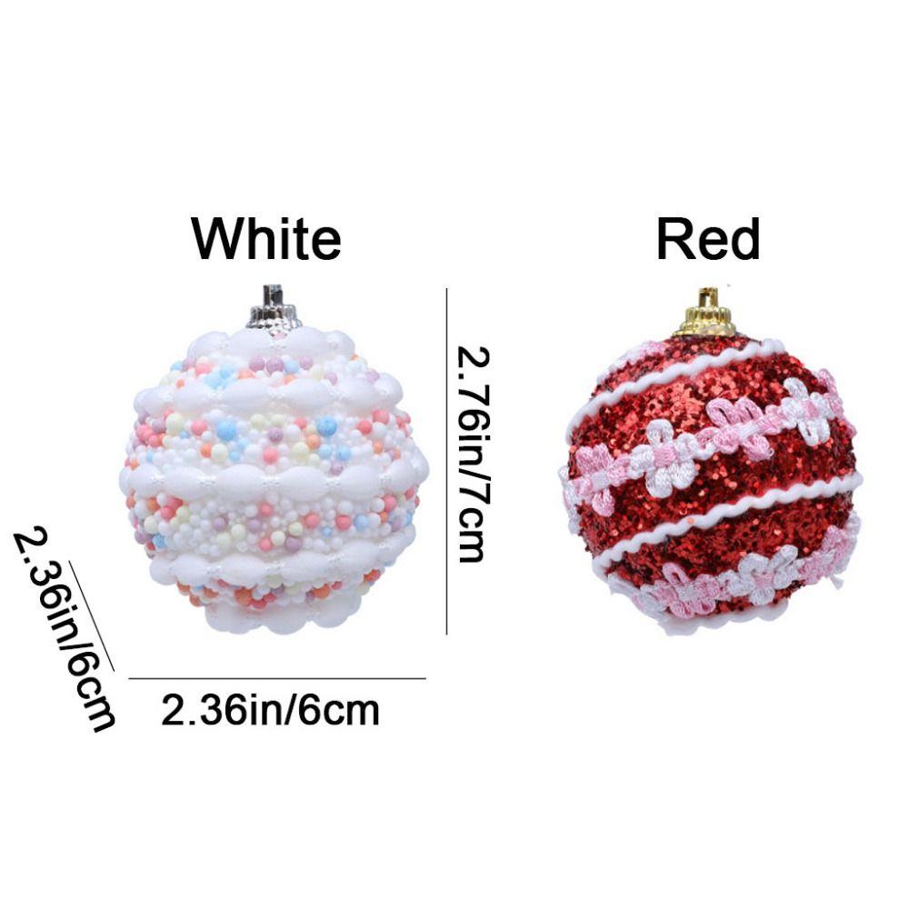 6CM Foam Christmas Balls Red White Christmas Hanging Balls Christmas Tree Pendant  for Home