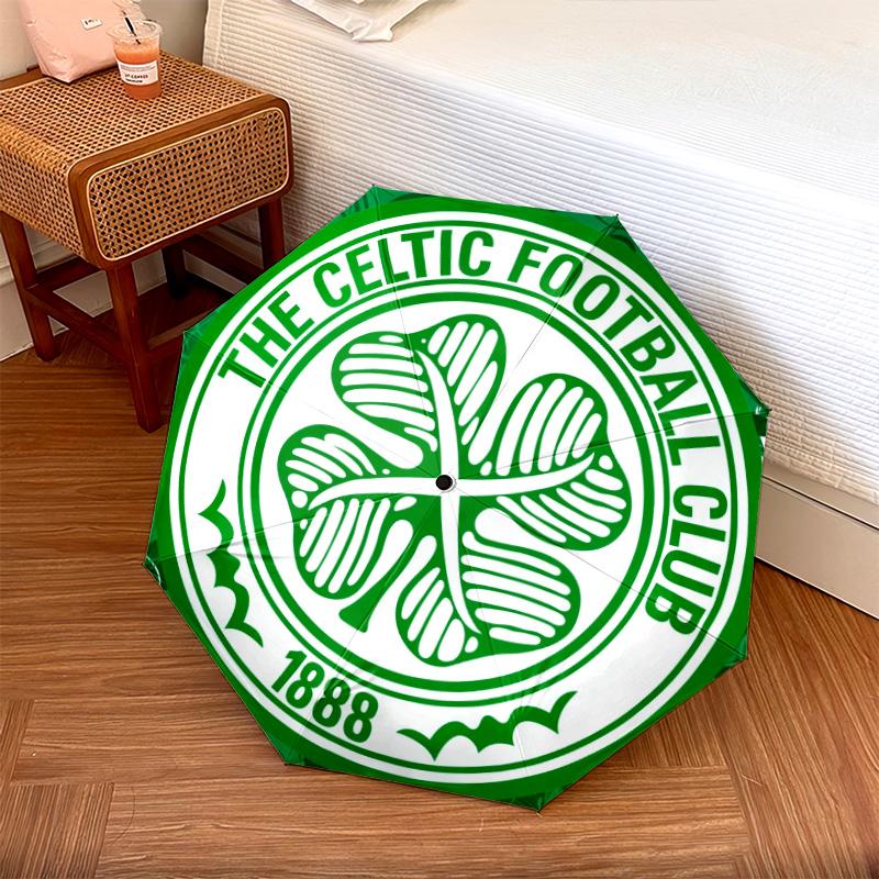 Modello del Celtic Football Club, ombrello pieghevole automatico, design portatile e pieghevole, 8 stecche, un regalo di Natale o di compleanno.