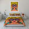 Pop Art Woman with WOW Glasses Bedding Duvet Cover Set  (1*Duvet Cover 2*Pillowcases, without duvet insert)