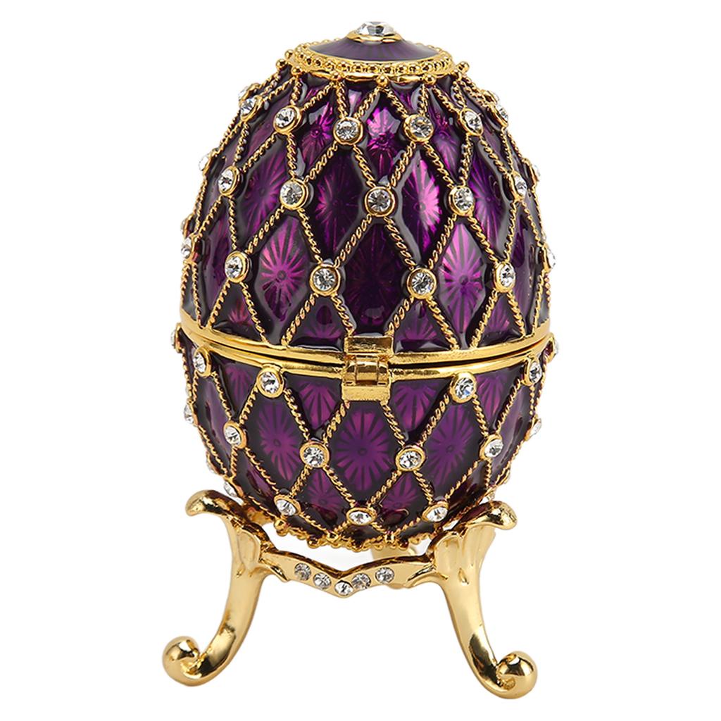 Egg Shape Trinket Boxes Vintage Exquisite Rhinestones Trinket Boxes with Hinged for Living Room