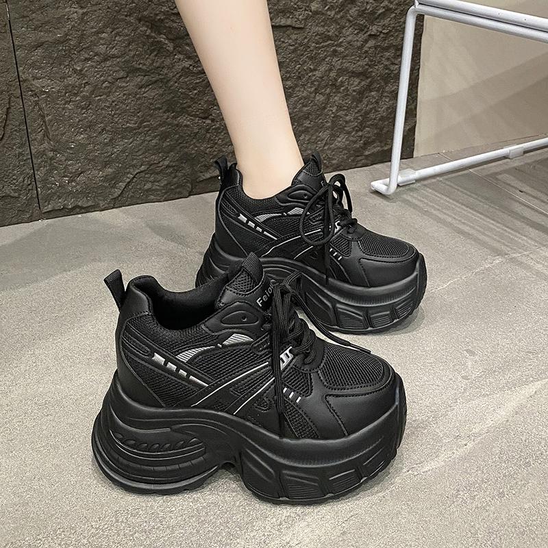 Women's Dad Shoes 2025 New Summer Breathable Mesh High Top Boost Sports Shoes Thick Bottom Heightening Net Surface Shoes