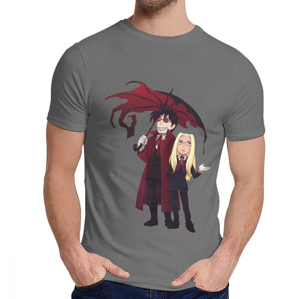 Streetwear Hellsing And Alucard Cartoon Style Tee Shirt For Men Crazy Great T Shirt O Neck