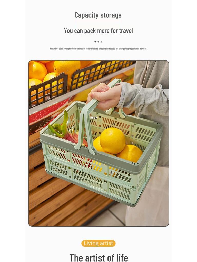 Collapsible Multifunctional Storage Basket for Kitchen, Shopping, and Picnic