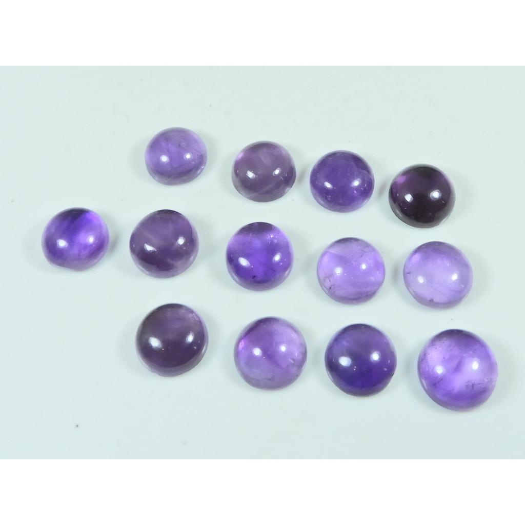 12X12MM Natural Amethyst Round Shape Cabochon Loose Gemstone 13Pcs Lot 85Cts C-3667