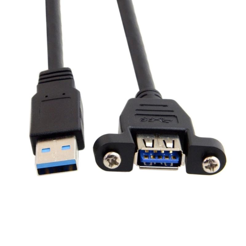 Fast Speed 5Gbps USB 3.0 Extension Cable Right Angle/Straight Head Adapter Male to Female Secure Mounting Ears Design