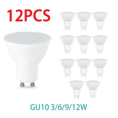 12 PEÇAS Lâmpada LED AC220V 3W 6W 9W 12W GU10 Holofote LED Lâmpada Ângulo de Feixe de 120 Graus Para Lâmpada de Decoração de Casa Escritório
