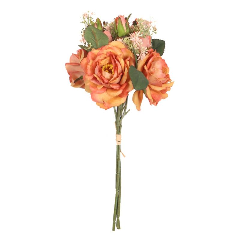 Букеты из искусственных цветов в деревенском стиле, осенние цветы, осенние букеты из искусственной камелии для подружек невесты