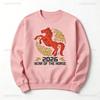 Happy New Year 2026 of The Horse Autumn and Winter Sweatshirt Party Long Sleeve Matching Hoodies Keep Warm  Adult Pullover