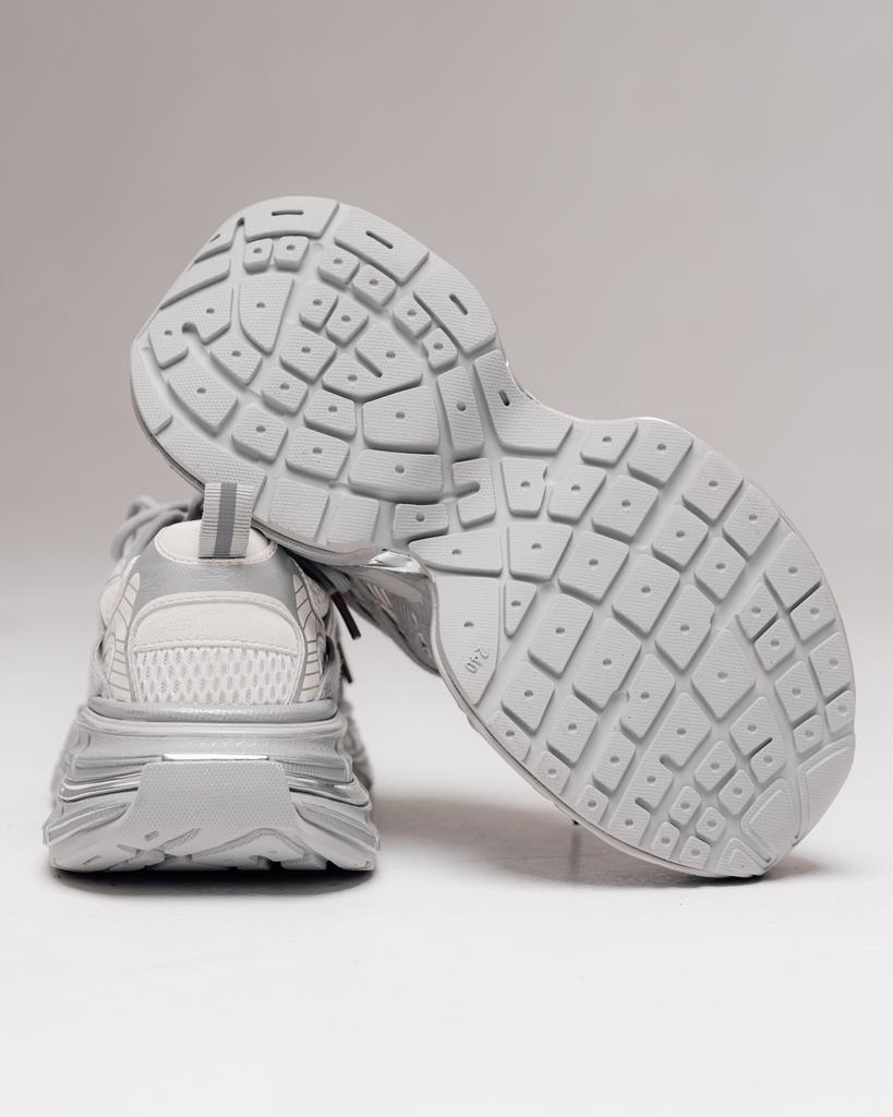 Allsy 19527 36 Platform Sneakers, Gray-milk, Leather, Textile