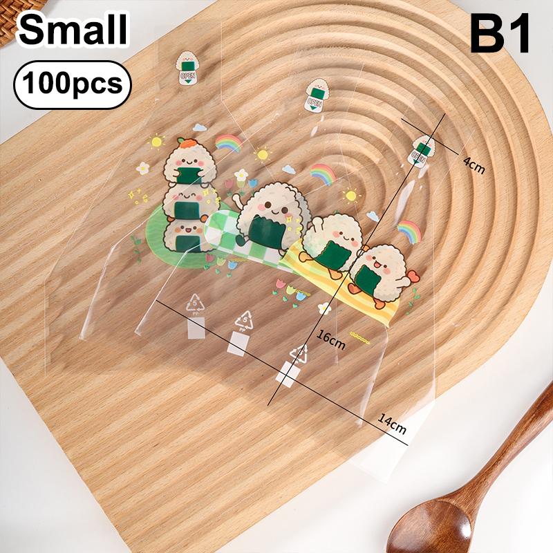 100Pcs Cute Cartoon Triangle Rice Ball Packing Bag Seaweed Sushi Mould Bag Sushi Bento Accessories Seaweed Rice Ball Sushi Bag