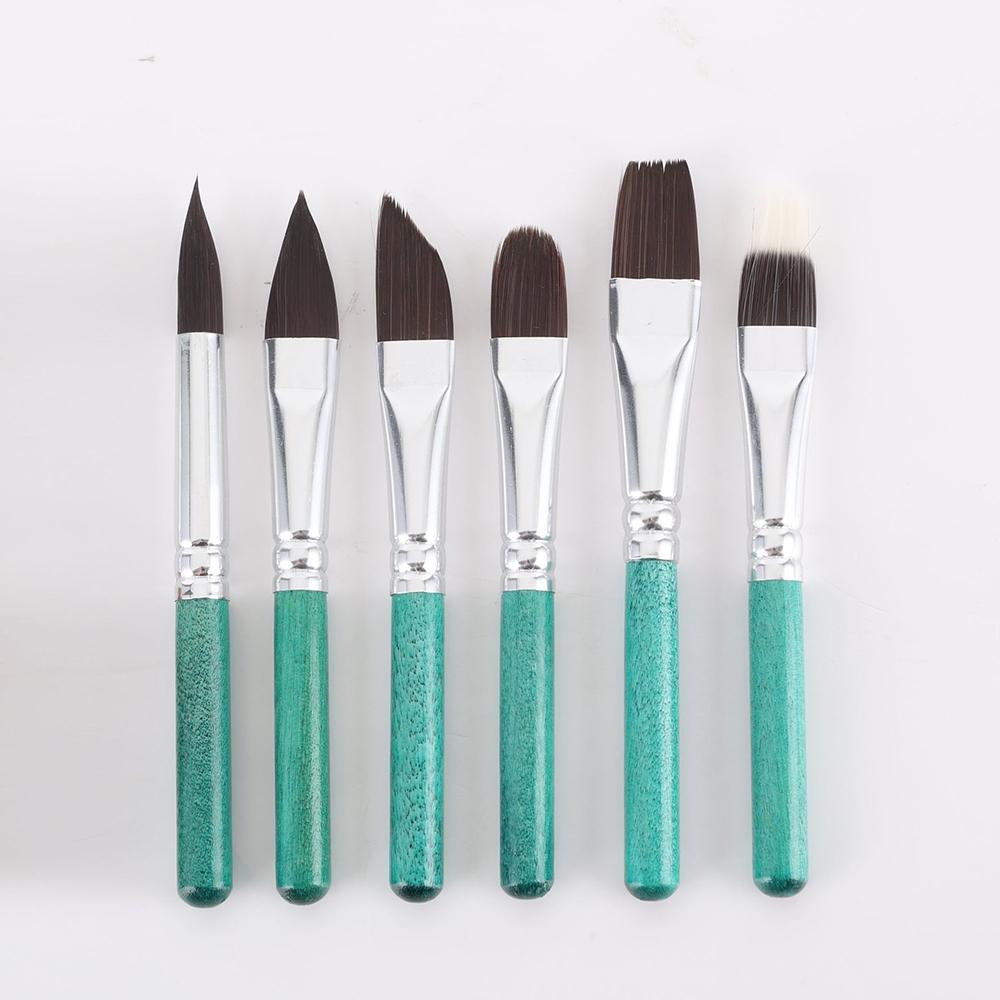 6-pack short handle watercolor brush set suitable for acrylic watercolor painting details depiction, travel art brush set
