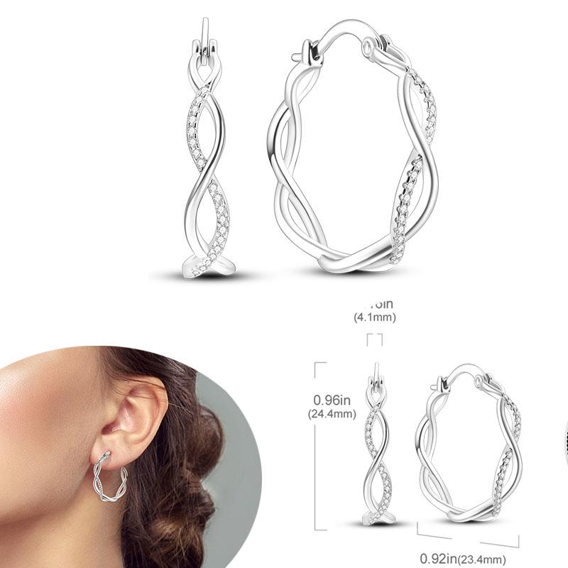 Original 925 Silver Hoops Earrings Zircon Pave Colourful Hoop Earrings For Women Fashion Jewelry Gift