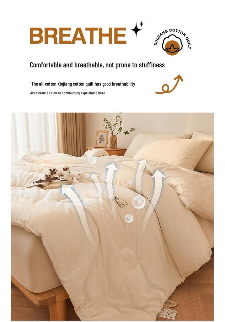 Winter & Summer Quilt: Xinjiang Long-staple Cotton, Thick, Pure Cotton Wadding, All-Season Use