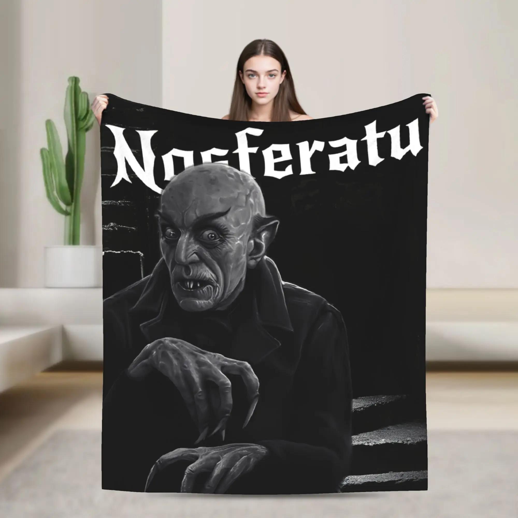 Nosferatu Vampire Dracula Fleece Throw Blanket Horror Movie Halloween Bedding Knitted Travel Warm Multifunction Blanket 100x150cm