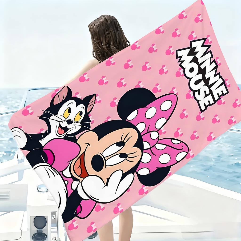 1PC Minnie Mouse Pink Print Beach Towel Polyester Quick Dry Lightweight Soft Towel for Swimming Surfing Camping Travel