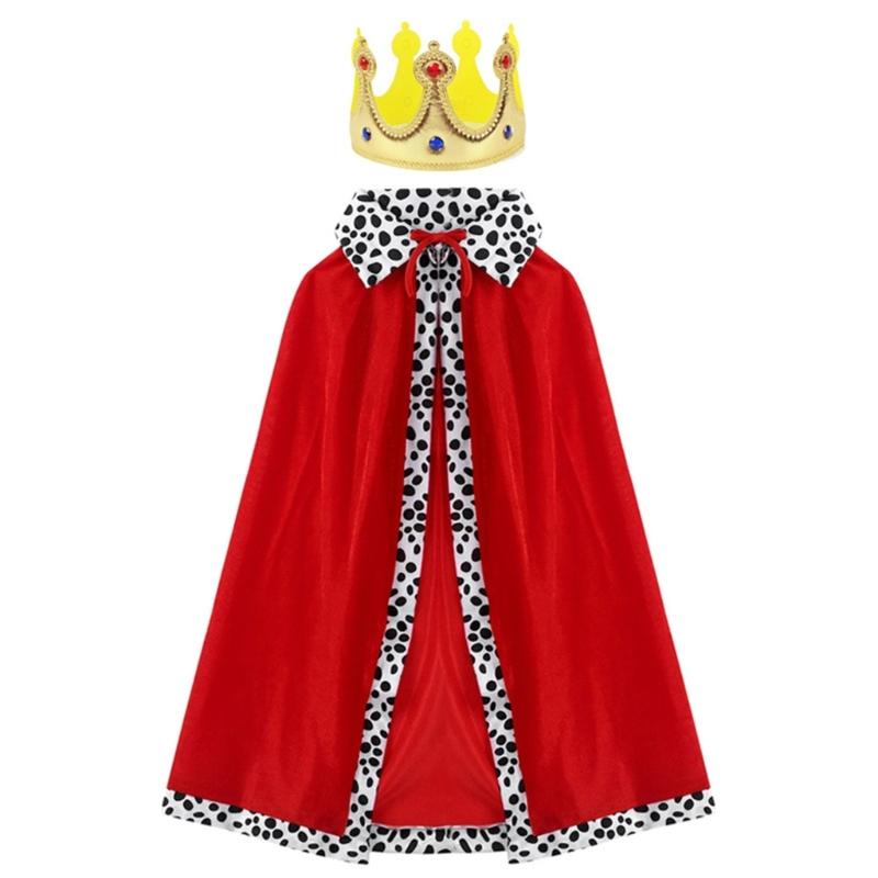 King Robe Queen Robe Gold Crown King Costume Stage Performances Cosplay Costume Halloween Costume Party Accessories
