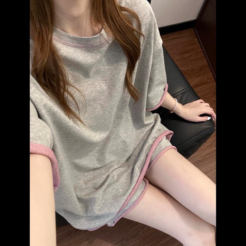 Korean version of lazy style fashion curling short-sleeved pajamas women's summer new casual shorts loungewear suit can be worn outside