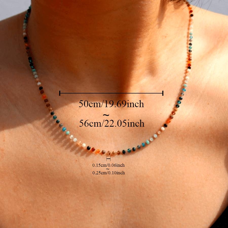 1pc Colorful Gem Bead Necklace, Fashion Adjustable Length - Trendy Jewelry Gift for Women