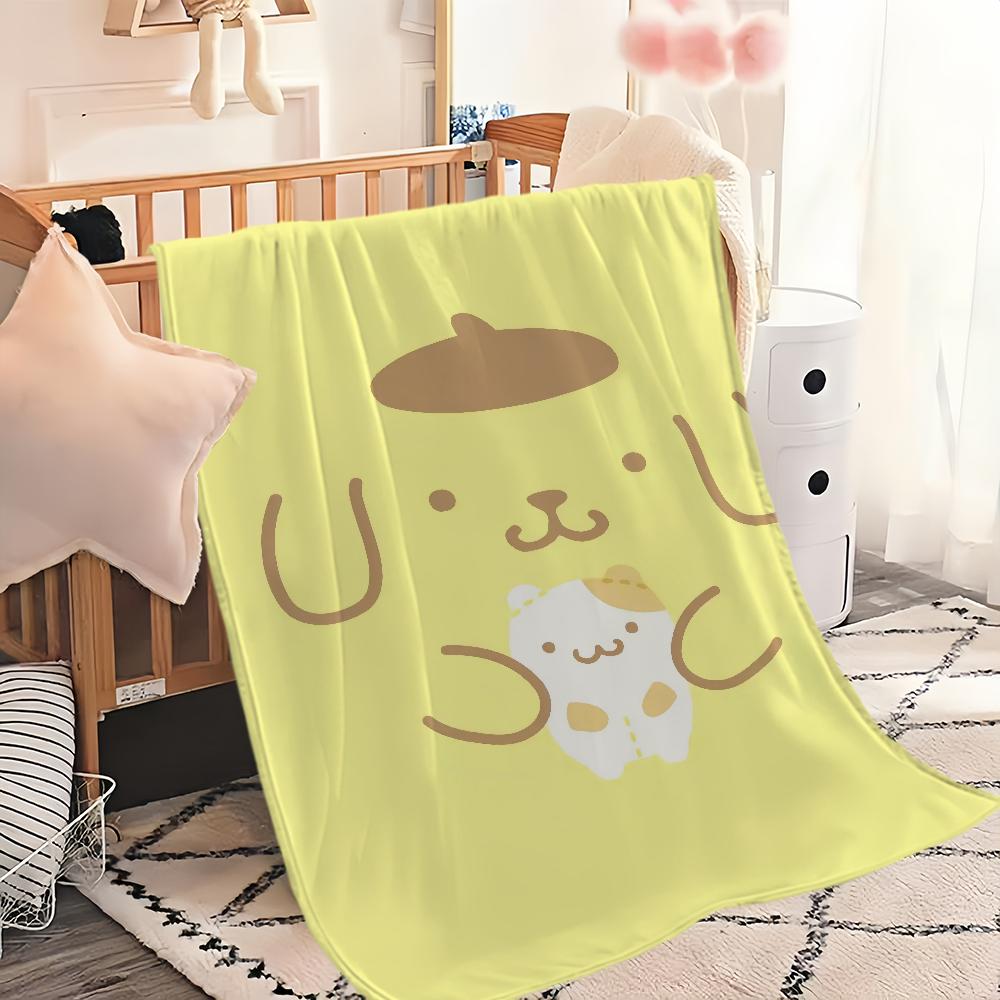 Four DOG Seasons Warm Soft Plush Blanket Purin for Sofa Cartoon Living Room Cute Office Bedroom P-PomPom Travel Gift Flannel