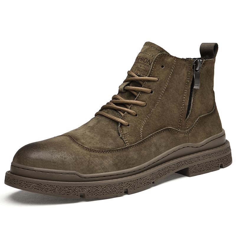 Golden Sapling 2025 New Spring Retro Boots for Man Outdoor Vintage Chunky Flats Male Genuine Leather Lace-up Ankle Boot Shoes