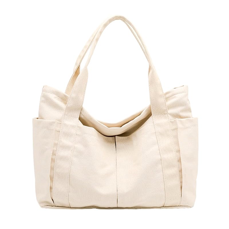 

[UNIVERSTOCK] [Universe Stock] tote bag ladies A3 large capacity big canvas canvas bag 5 pockets tote large (ivory)