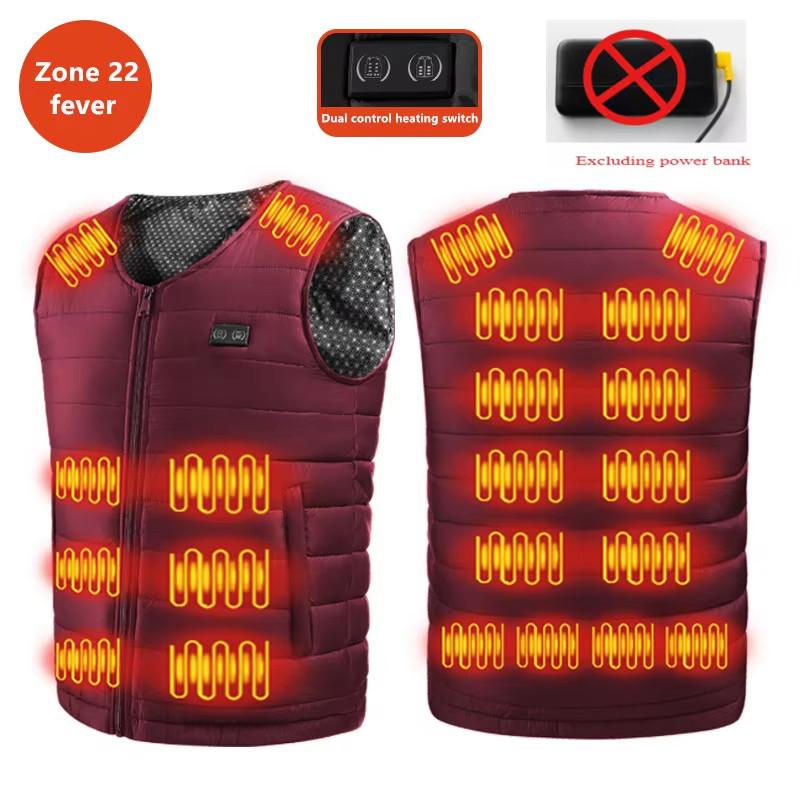 New Winter Unisex V-Neck 22 Zone Heat Resistant Warm Vest Middle-Aged And Elderly People Worn Both Inside And Outside Waistcoat