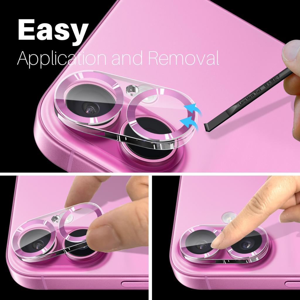 NORTHJO For iPhone 16/16 Plus Camera Lens Protector 3D CD Veins Integrated Clear Camera Lens Film