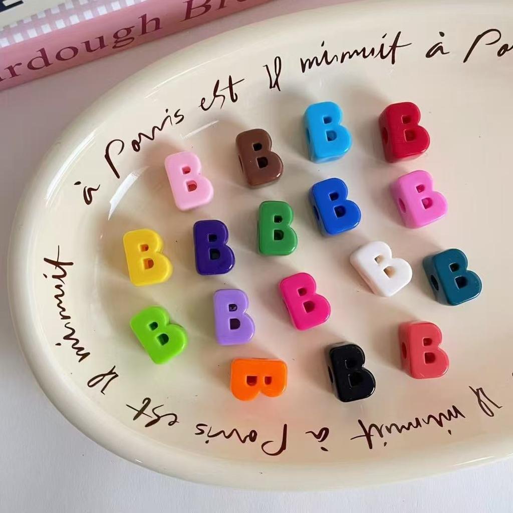 10 Stück/Los Bunte Englische Buchstabenperlen Für Schmuckherstellung DIY Dekoration Handykette Schlüsselanhänger Perlenstift Haaraccessoires