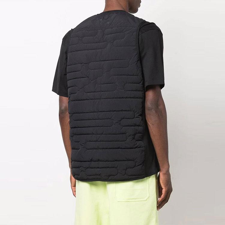 Y-3 Unifarben gesteppte V-Ausschnitt Weste Herrenwesten Schwarz HB3472