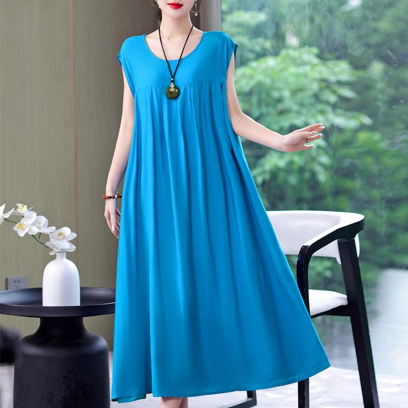 Rochie Vintage Vara Marime Plus Femeie Oversize Largi Fara Maneci Casual Elegant Rochii Lungi