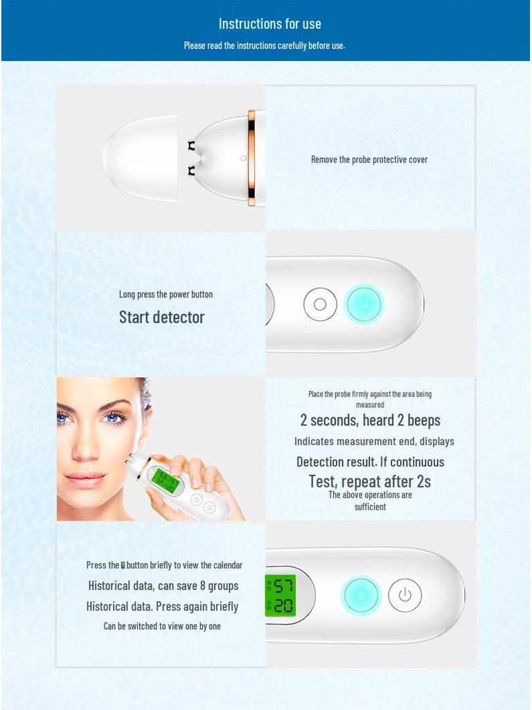 Smart Facial Hydration & Oil Analyzer Pen with Fluorescence Detection