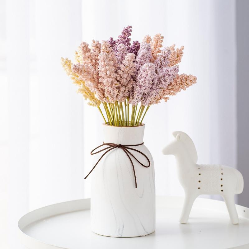 12 STÜCKE Multi Farbige Simulierte Getreideähren Ländliche Dekoration Ornamente Vase Gefälschte Blumen Hochzeitsstrauß Simulierte Blume Vase Dekor