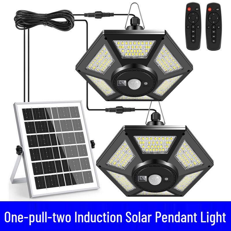 Outdoor Solar LED Pendant Light for Balcony, Pavilion, Terrace, Shed, Garage, and Courtyard.