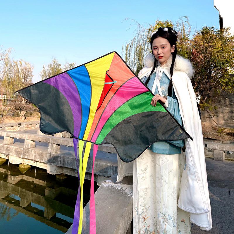 

Colorful Rainbow Kite 2026: Easy-to-Fly Photography Prop for Adults, Perfect for Light Breezes and Spring Picnics Black Flyer