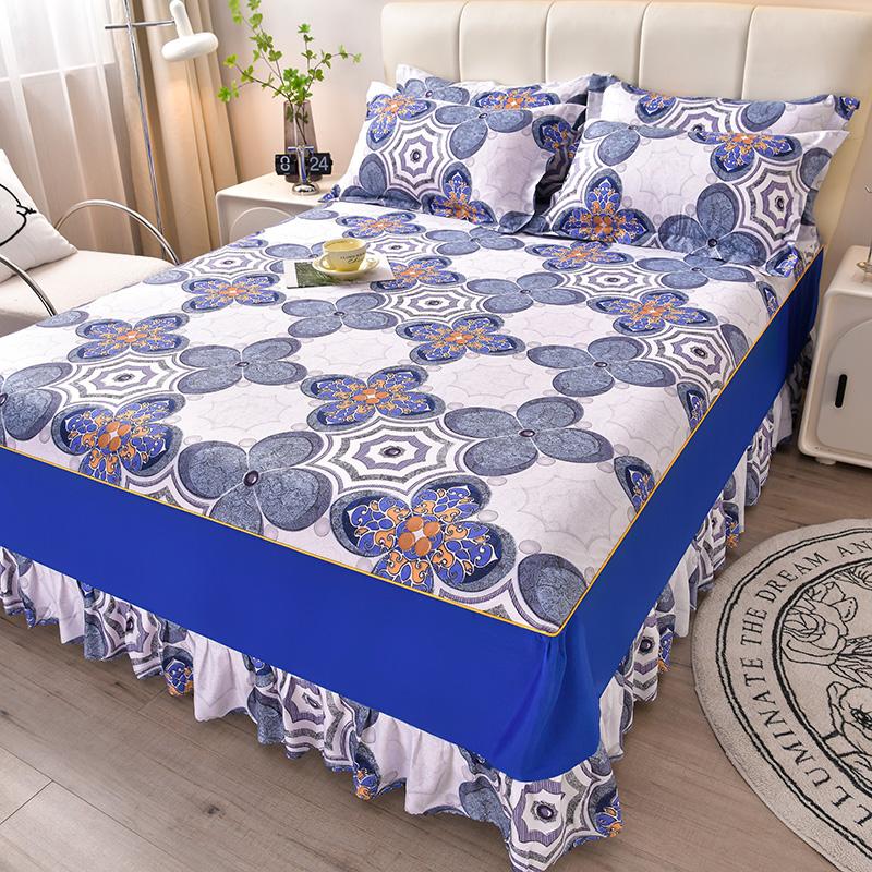 Floral Style Bed Skirt Skin-friendly Bed Covers Non-slip Mattress Protectors Roupa De Cama Printed Bedspread (No Pillowcase)