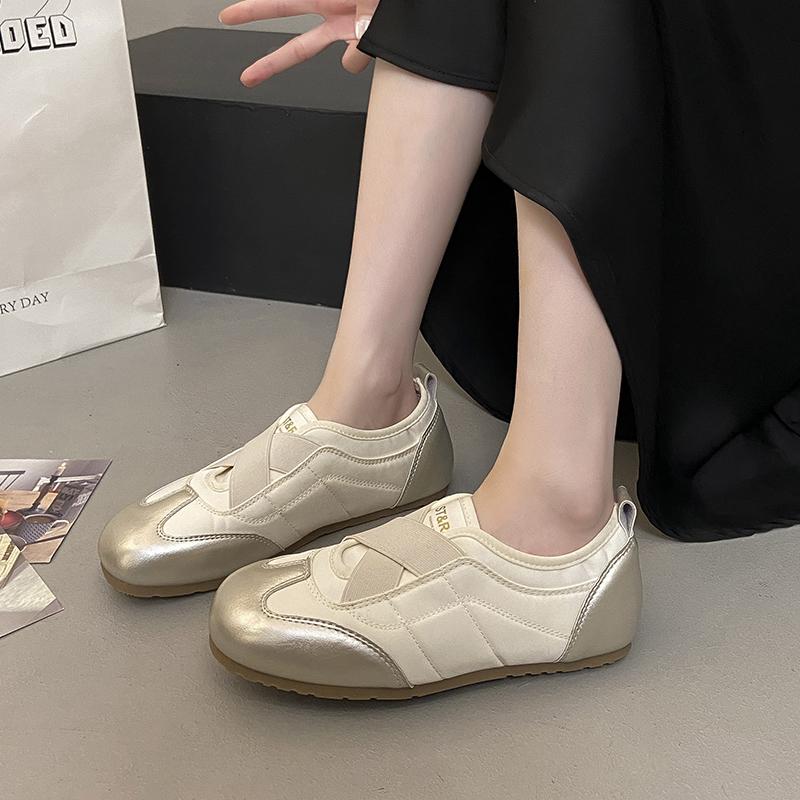 Fashion Flat Mary Jane Shoes for Women 2025 Autumn New Ballet Women Sneakers Large Size Fashion Cross Elastic Band Female Shoes